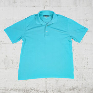 Greg Norman Teal Green Textured Short Sleeve Logo Golf Polo Shirt Size Large